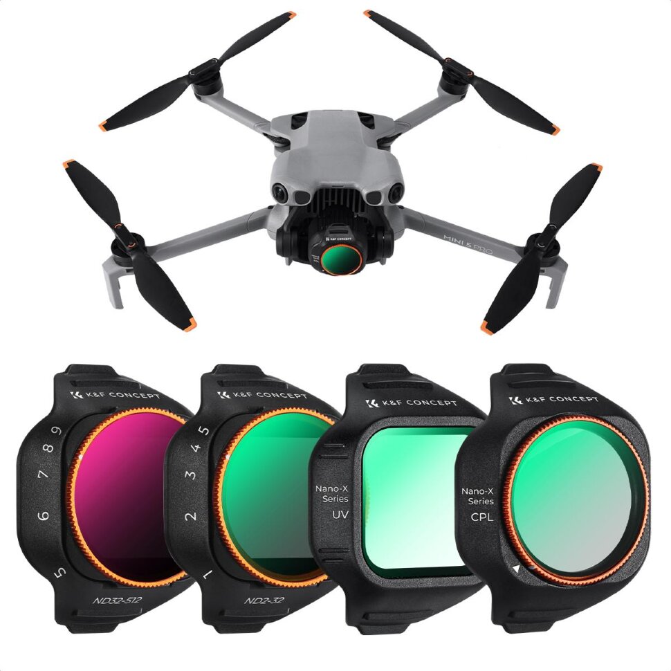 Комплект светофильтров K&F Concept UV, CPL, ND2-32, ND32-512 для DJI Mini 5 Pro (4шт)
Комплект светофильтров K&F Concept UV, CPL, ND2-32, ND32-512 для DJI Mini 5 Pro (4шт)