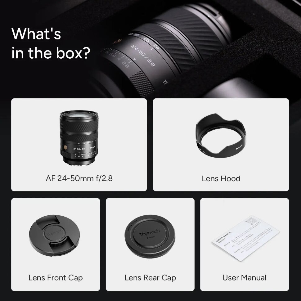 Объектив Thypoch Voyager 24-50mm F2.8 AF E-mount
Объектив Thypoch Voyager 24-50mm F2.8 AF E-mount