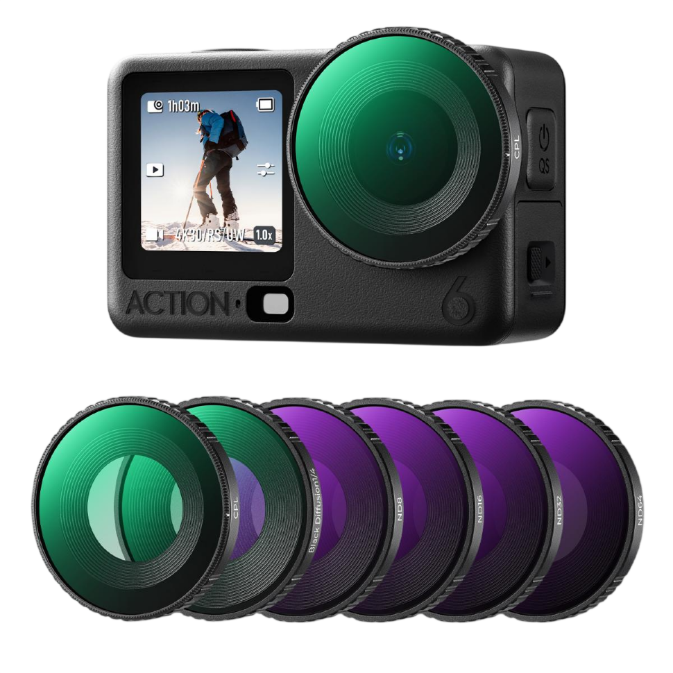 Комплект светофильтров K&F Concept Screw-in Fit CPL + ND + Black Mist 1/4 для DJI Osmo Action 6 (6шт)
Комплект светофильтров K&F Concept Screw-in Fit CPL + ND + Black Mist 1/4 для DJI Osmo Action 6 (6шт)