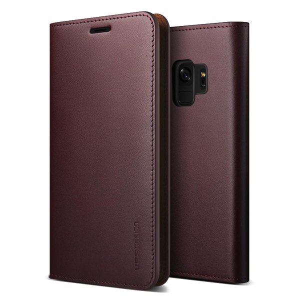 Чехол-кошелёк VRS Design Genuine Leather для Galaxy S9 Wine 
