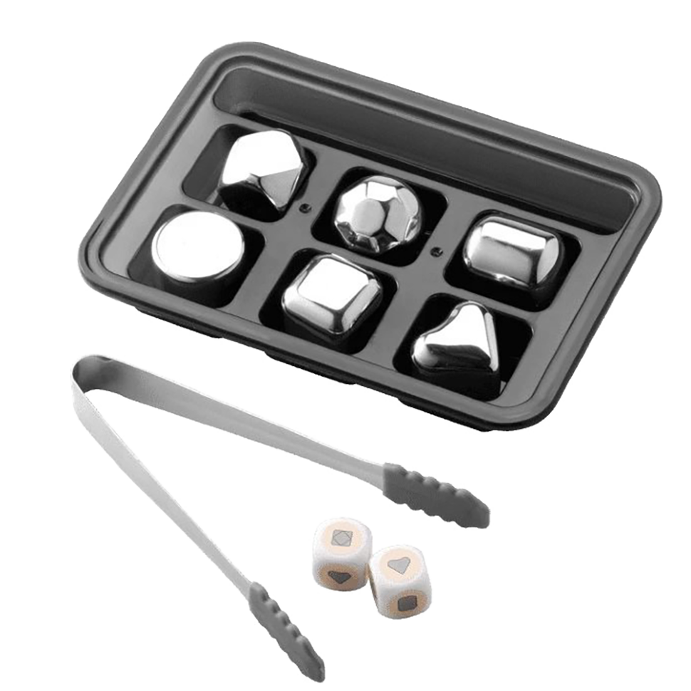 Охлаждающие камни для напитков Circle Joy Stainless Steel Quick Frozen Ice Cubes 6 шт. (серебро) 