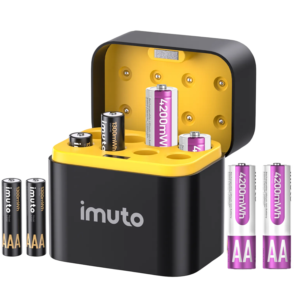 Аккумуляторные батарейки Imuto AA 4200mWh 4шт + AAA 1300mWh 4шт + зарядный кейс 
