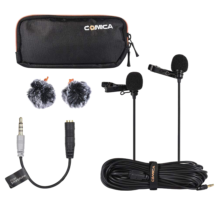 Микрофон петличный двойной CoMica CVM-D02 45м D02B45m