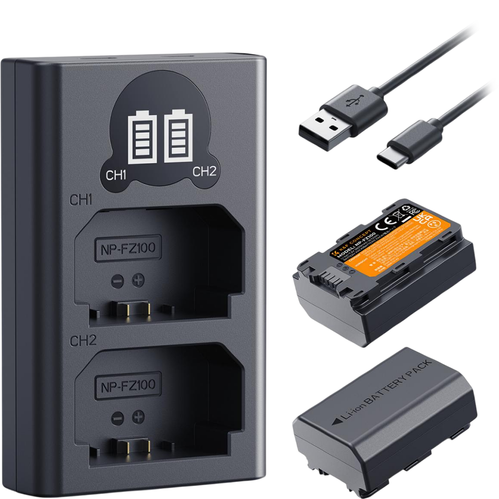 2 аккумулятора NP-FZ100 + зарядное устройство K&amp;F Concept 2-slot LCD Charger 