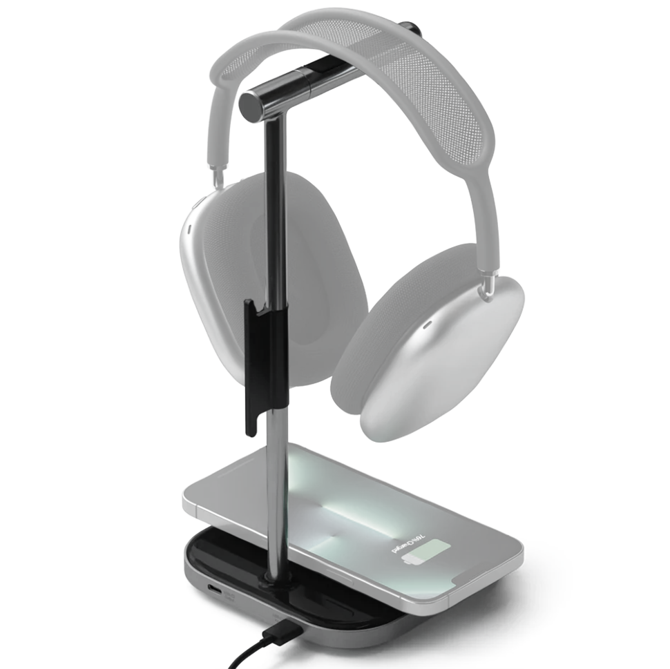 Подставка для наушников с беспроводной зарядкой Satechi 2 in 1 Headphone Stand with Wireless Charger Серая 