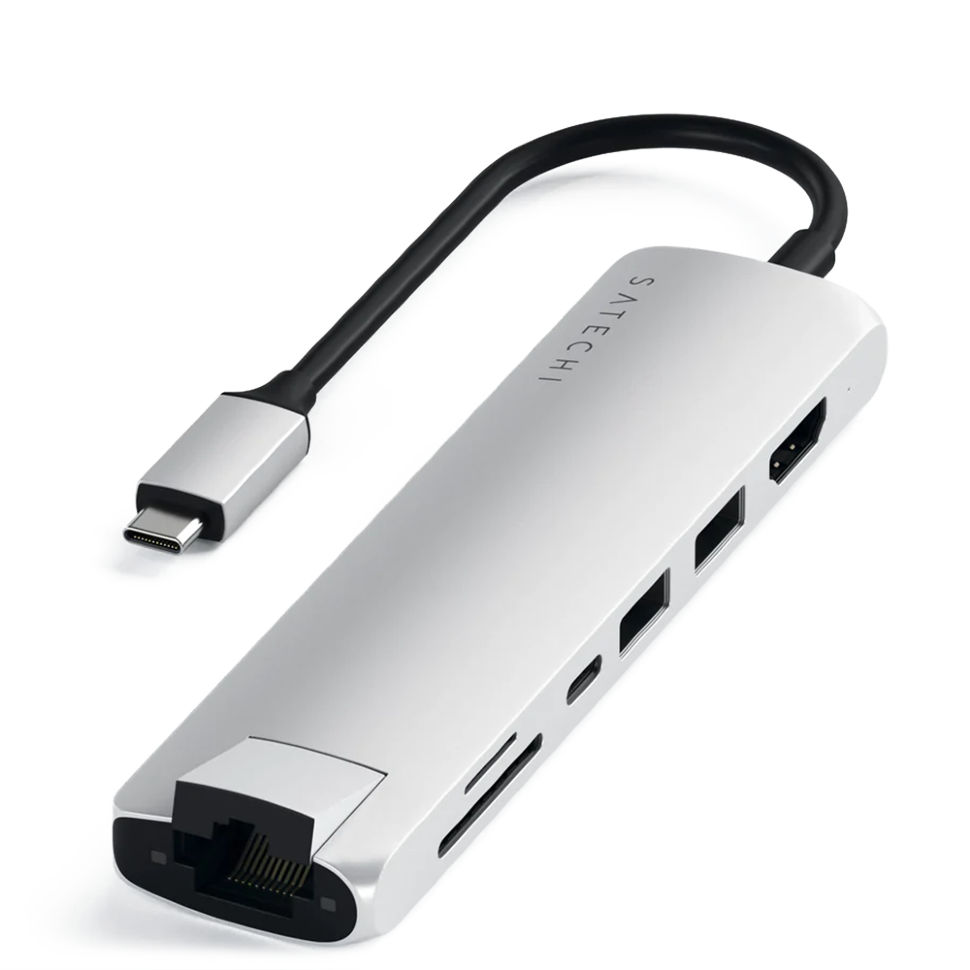 Хаб Satechi Type-C Slim Multiport with Ethernet Adapter Серебро 