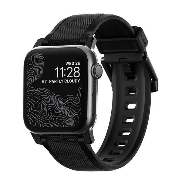Ремешок силиконовый Nomad Rugged для Apple Watch 42/44 мм Черная застежка 