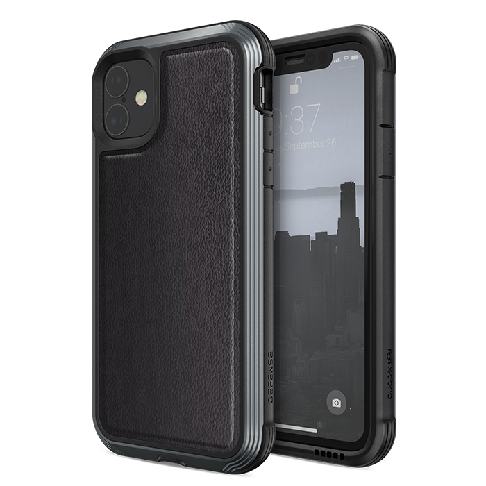Чехол X-Doria Defense Lux для iPhone 11 Чёрная кожа 