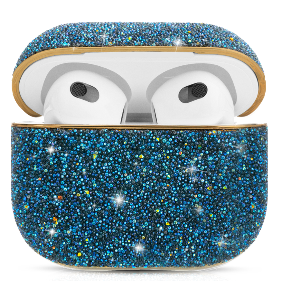 Чехол PQY Crystal Fabric для Apple Airpods 3 Синий 