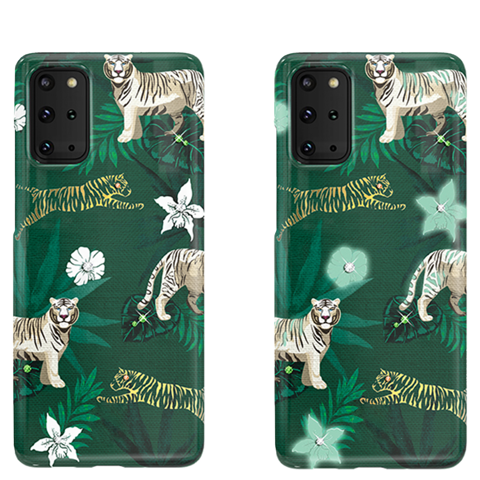 Чехол PQY Spring для Galaxy S20 Plus Green Tiger 
