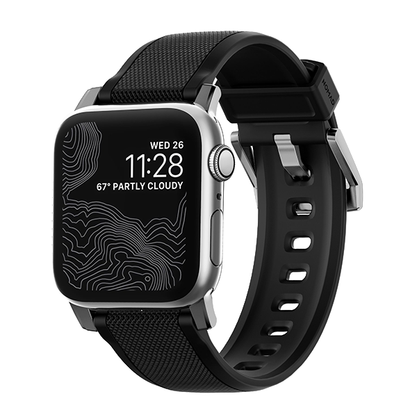 Ремешок силиконовый Nomad Rugged для Apple Watch 42/44 мм Серебряная застежка 