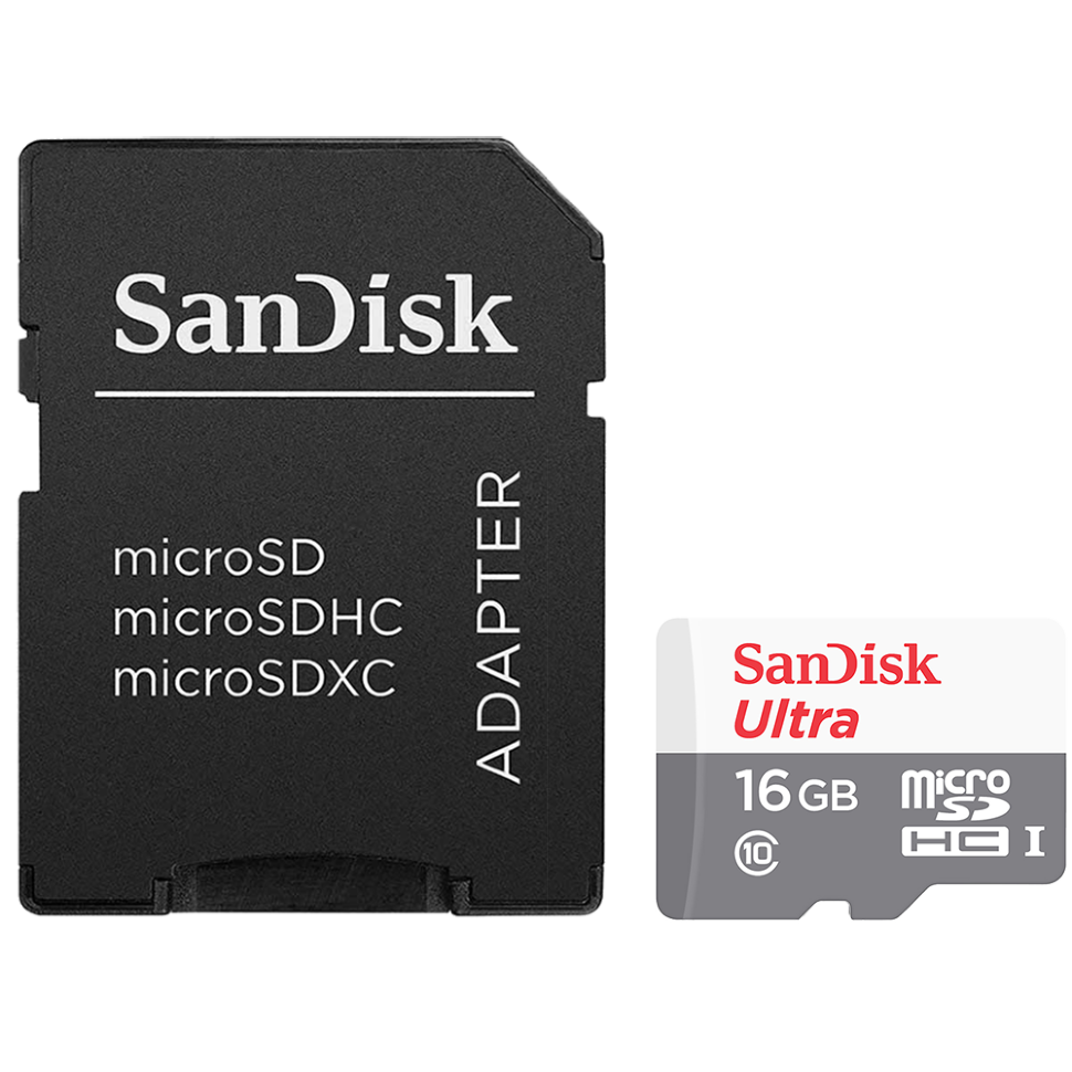 Карта памяти SanDisk Ultra microSDHC 16Gb UHS-I U1 Class10 + SD Adapter 