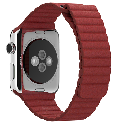Ремешок кожаный для Apple Watch 42/44 мм Красный 