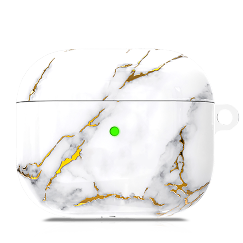 Чехол PQY Marble для Apple AirPods 3 Белый 