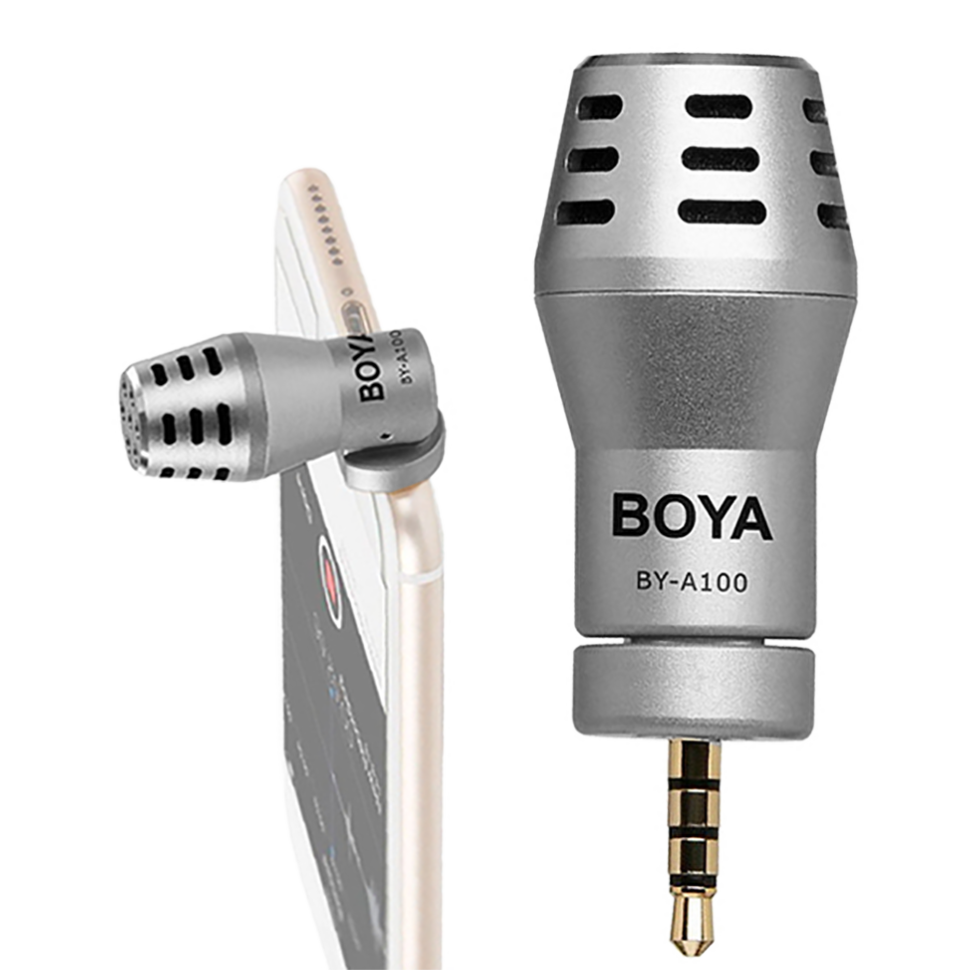Микрофон BOYA BY-A100 для смартфона TRRS Серебро 