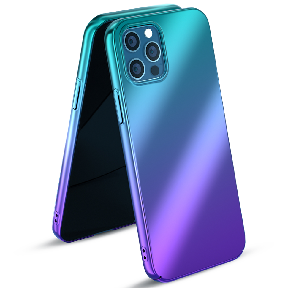 Чехол PQY Aurora для iPhone 12/12 Pro Синий-Фиолетовый 