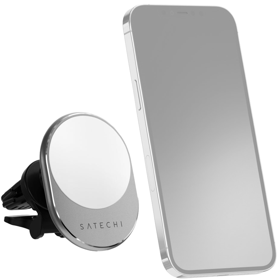 Автодержатель с беспроводной зарядкой Satechi Magnetic Wireless Car Charger Серый 