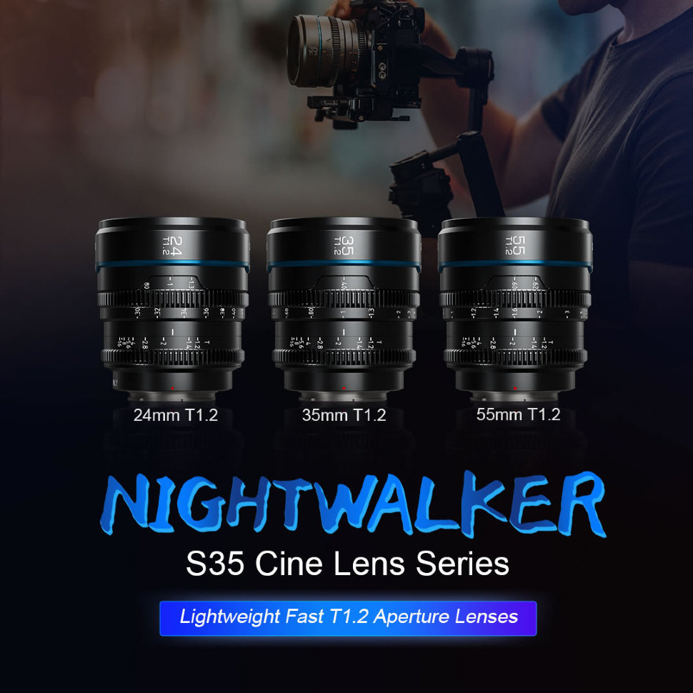 

Комплект объективов Sirui Nightwalker 24/35/55mm T1.2 S35 Micro 4/3 Чёрный MS-3SMB