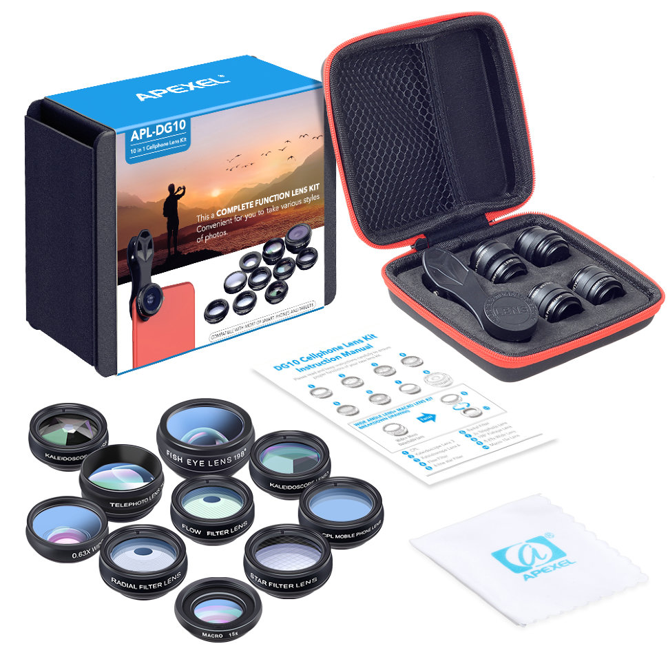 Комплект объективов Apexel 10-In-1 для смартфона APL-DG10 1390₽