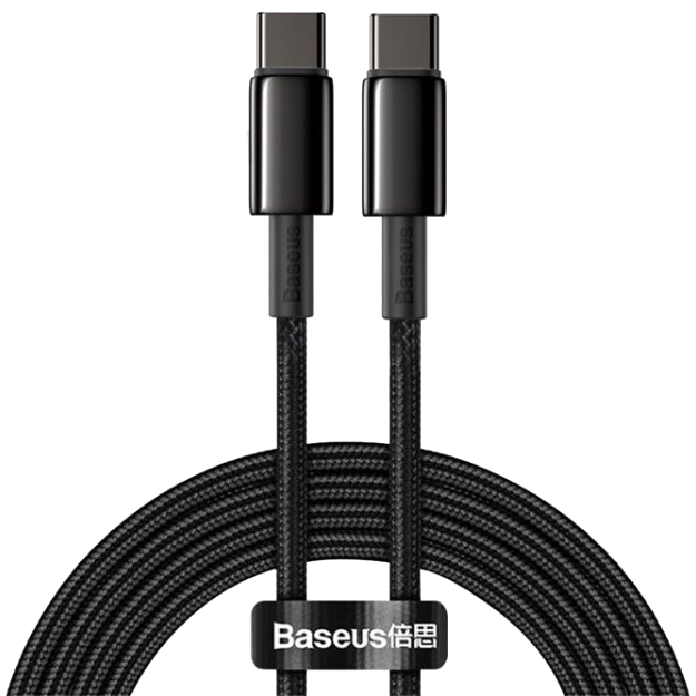 Кабель Baseus Tungsten Gold Type-C 100W 2м Чёрный 