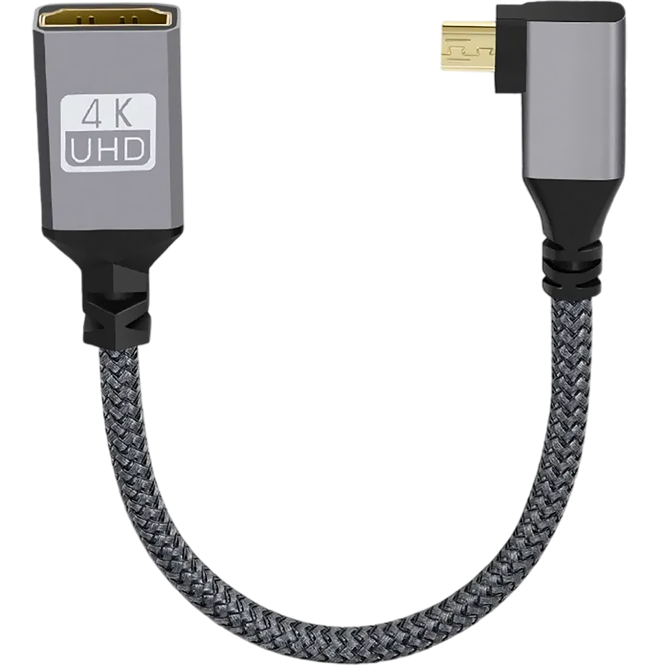 Кабель угловой правый Digitalfoto Micro HDMI - HDMI Extension 20см 