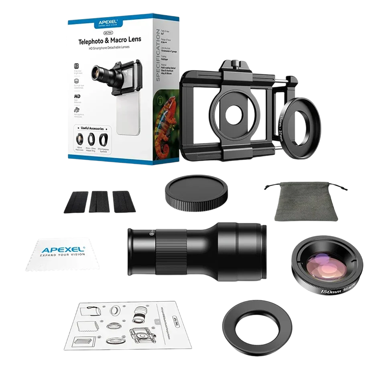 Комплект объективов Apexel APL-TM6 Telephoto & Macro для смартфона