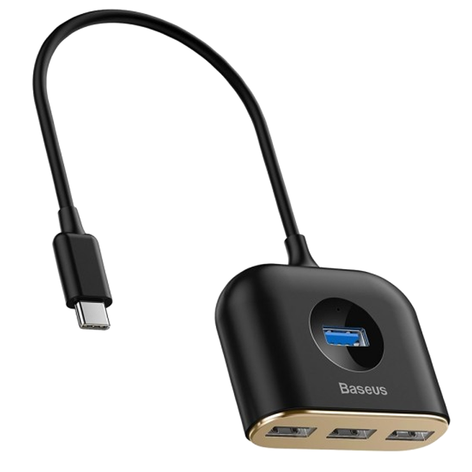 Хаб Baseus Square round 4in1 (Type-C - USB3.0*1+USB2.0*3) 0.17м Чёрный 