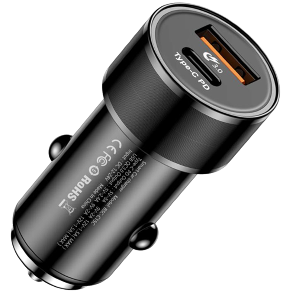 Автомобильное зарядное устройство Baseus Small Screw Type-C + USB 36W Черная 