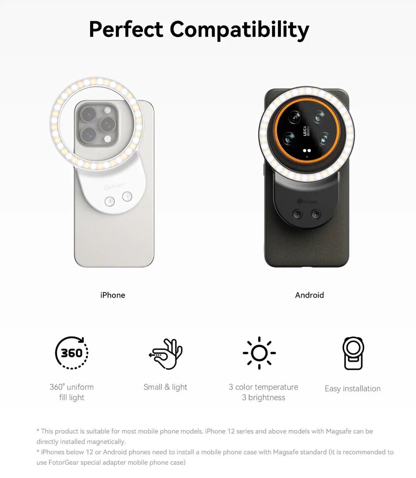 Кольцевой осветитель FotorGear GH06 MagSafe Ring light Чёрный 10378