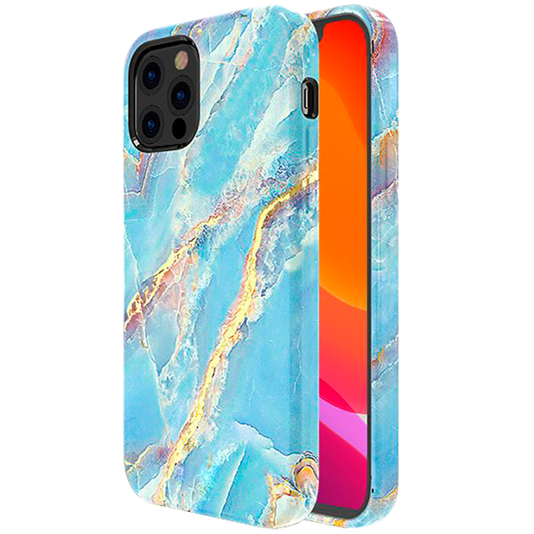 Чехол PQY Marble для iPhone 12/12 Pro Голубой 
