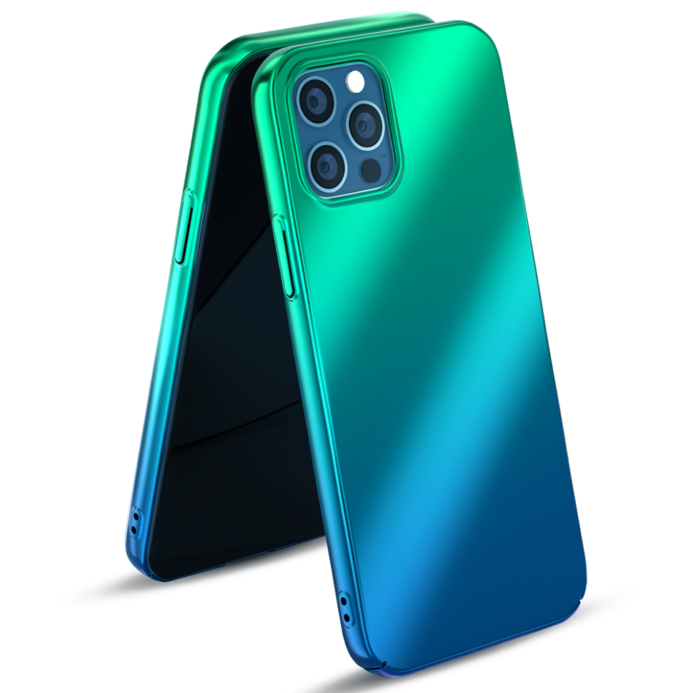 Чехол PQY Aurora для iPhone 12 Pro Max Зелёный-Синий 