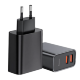 Сетевой адаптер Baseus Speed Dual QC3.0 30W Чёрный - Изображение 120497
