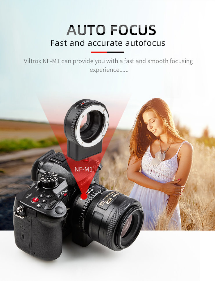 Адаптер Viltrox NF-M1 для объектива F-mount на байонет Micro 43