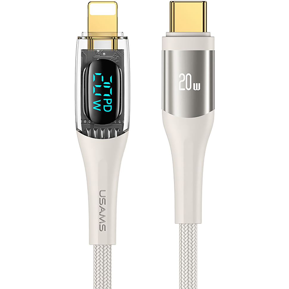 Кабель USAMS US-SJ589 Shadow Type-C - Lightning PD 20W 2м Белый 