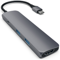 Артикул: 28426. Хаб Satechi Slim Aluminum Multi-Port Adapter Type-C/2хUSB 3.0/ HDMI 4K Серый