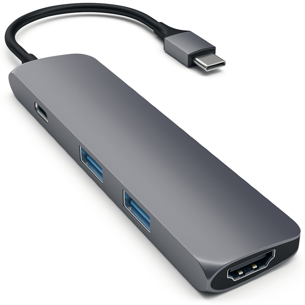 Хаб Satechi Slim Aluminum Multi-Port Adapter Type-C/2хUSB 3.0/ HDMI 4K Серый 