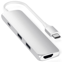 Артикул: 28427. Хаб Satechi Slim Aluminum Multi-Port Adapter Type-C/2хUSB 3.0/ HDMI 4K Серебро
