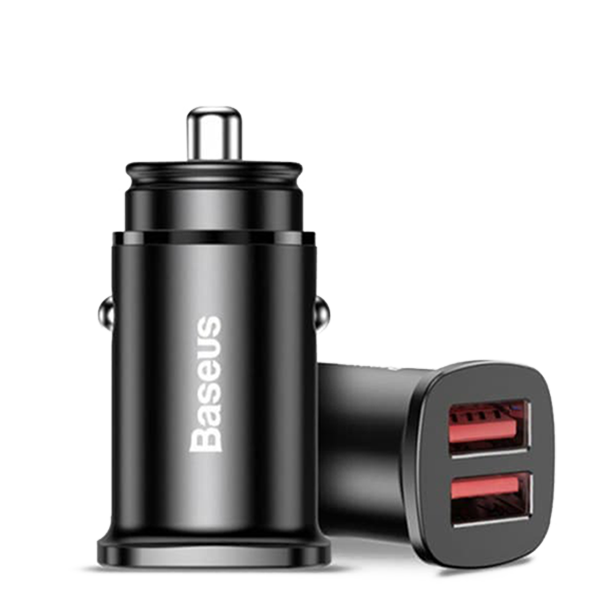 Автомобильное зарядное устройство Baseus Square metal A+A 30W Dual QC3.0 Чёрный 