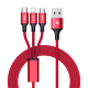 Кабель тройной Baseus Halo 3-in-1 Micro USB+Lightning+Type-C 3.5A 1.2м Красный - Изображение 112609