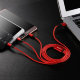 Кабель тройной Baseus Halo 3-in-1 Micro USB+Lightning+Type-C 3.5A 1.2м Красный - Изображение 112615