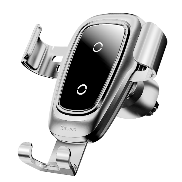 Автодержатель с беспроводной зарядкой Baseus Metal Car Mount Серебро 