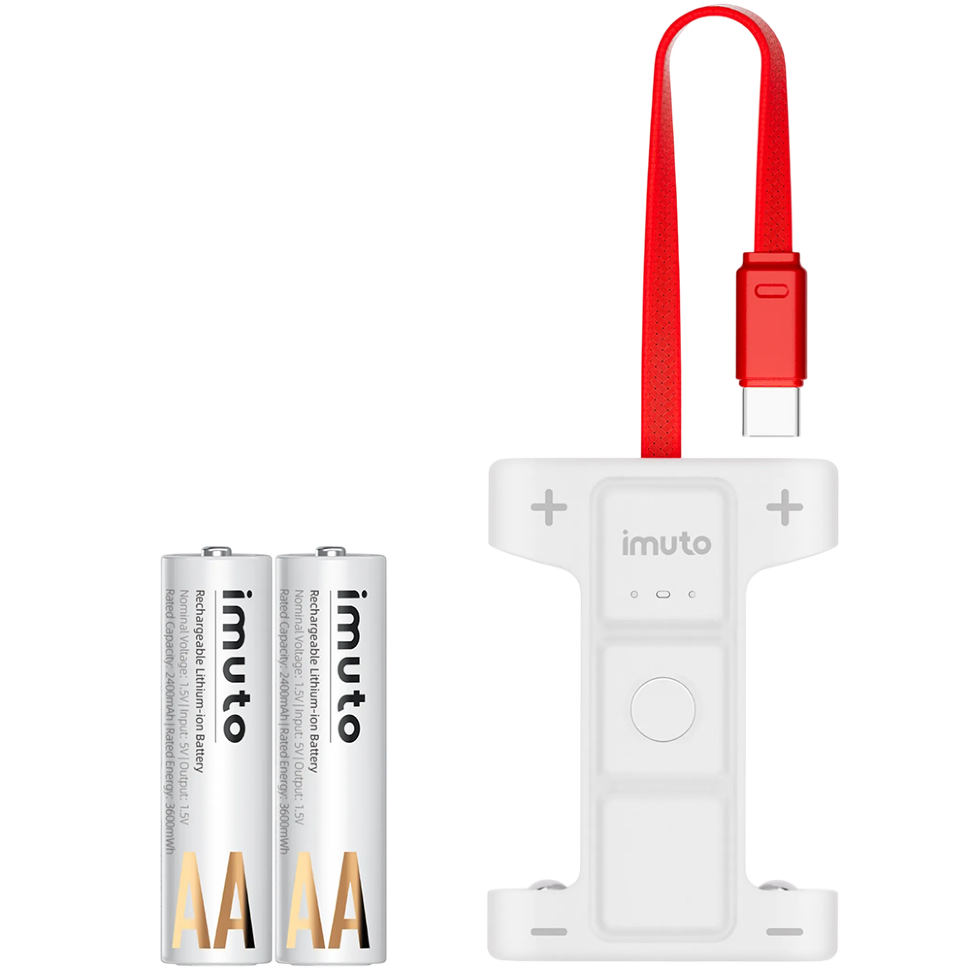 2 аккумуляторные батарейки Imuto AA 3600 mWh + зарядный кейс 2AA Dual Station Pro 