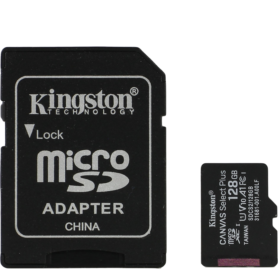 Карта памяти Kingston microSDXC 128Gb A1 V10 UHS-IU3 + SD адаптер 