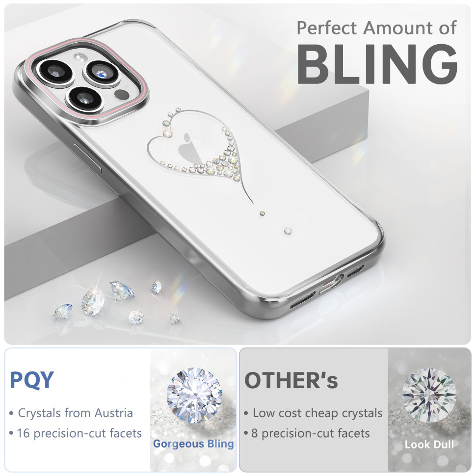 

Чехол PQY Wish для iPhone 15 Pro Серебро