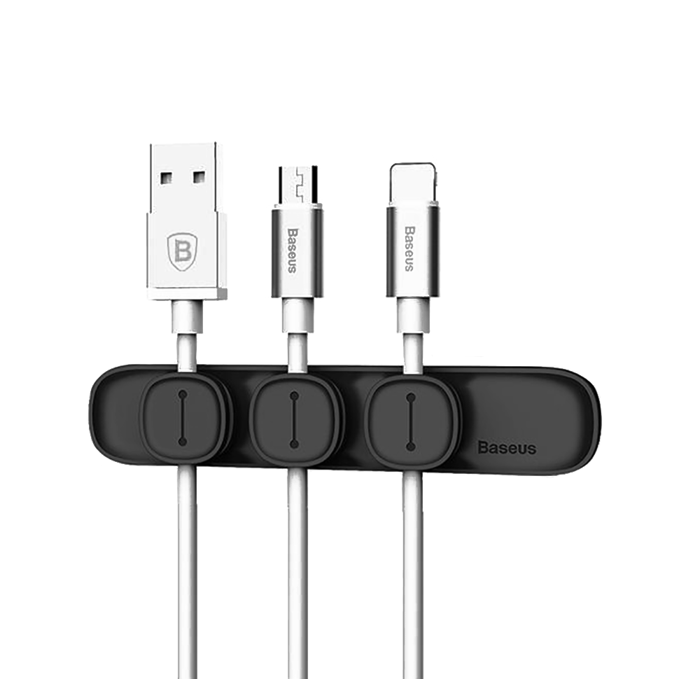Держатель проводов Baseus Cable Clip Peas Чёрный 