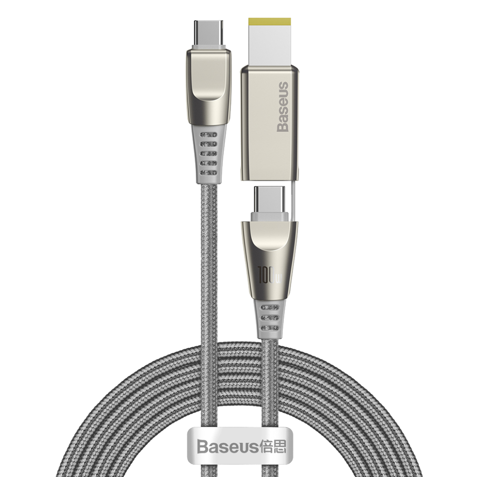 Кабель Baseus Flash One-for-two Type-C - C+DC 100W 2м Серый 