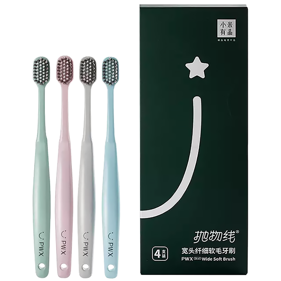 Зубные щетки PWX Wide Soft Brush 12 шт. (Зеленая/Серая/Голубая/Розовая) 