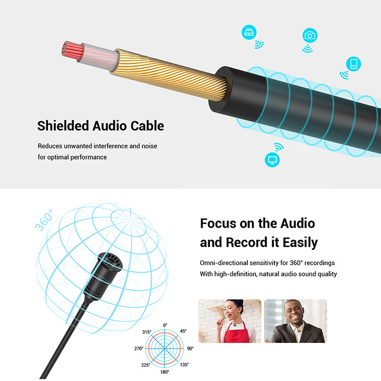 Микрофон петличный simorr wave l3 Lightning Чёрный 3453B