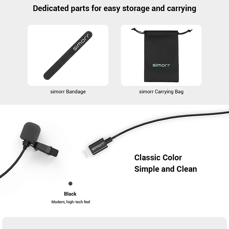 Микрофон петличный simorr wave l3 Lightning Чёрный 3453B