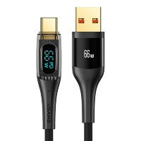 Артикул: 28839. Кабель USAMS US-SJ593 Shadow USB - Type-C 6A 66W 2м Чёрный
